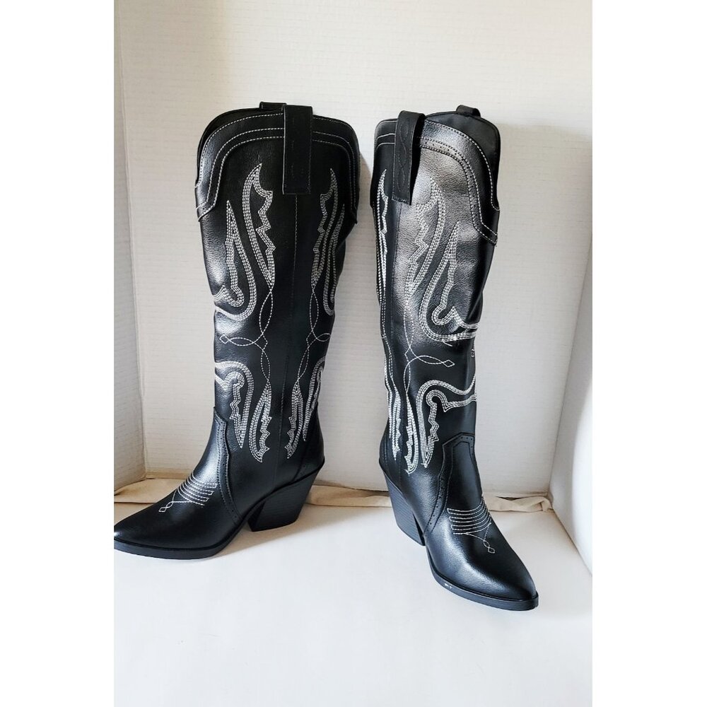 NEW SO Briely  Sz 7 Tall Cowgirl Western Boots Size 7 Embroidered Retro